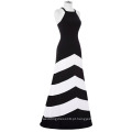 Grace Karin Sexy Women Halter Verão Preto e branco Wide Stripe Longo Maxi Vestido casual Vestido de praia CL008932-1